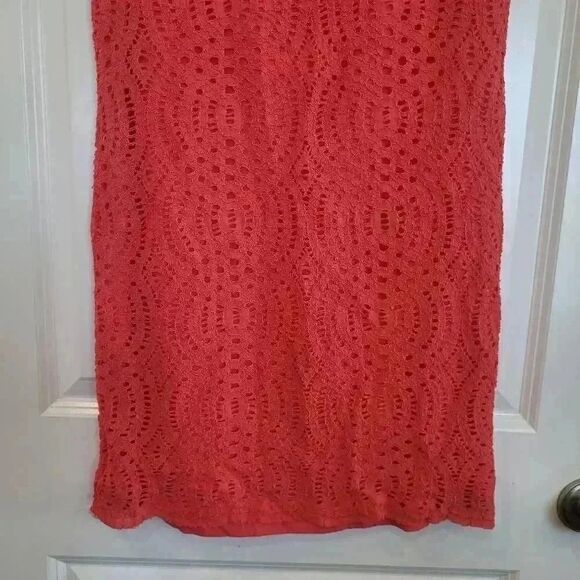 J. Crew Women's Dark Coral Lace Nylon/Spandex Sheath Dress - Picture 3 of 10